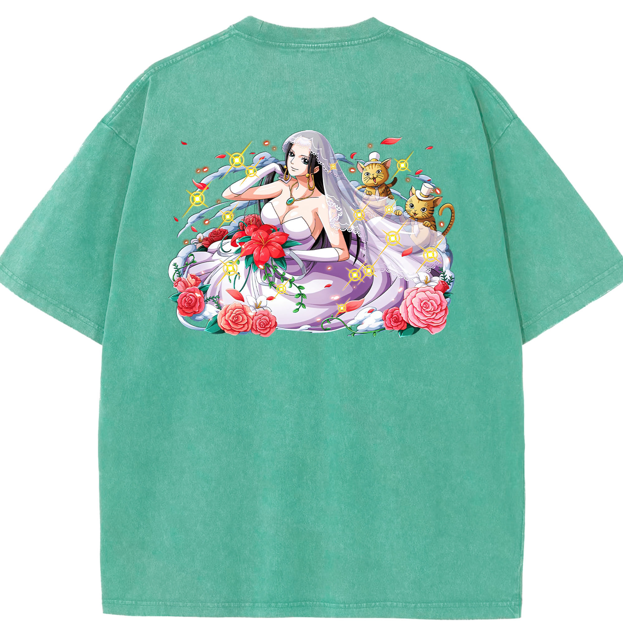 ワンピース ボア・ハンコック ONE PIECE Boa·Hancock 綿100% ヴィンテージ風 半袖Tシャツ（背面プリント）